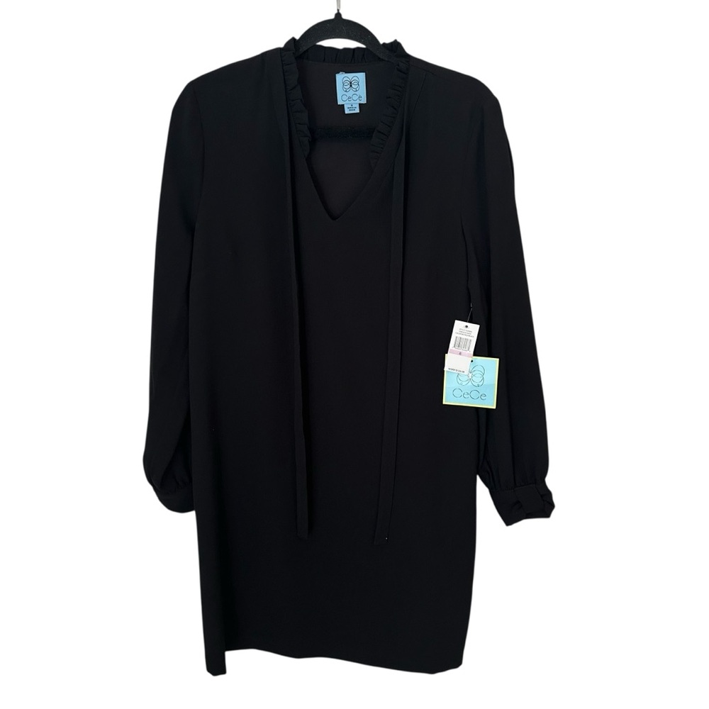 Cece Black Bow Long Sleeve Polyester Mini Dress Women’s Size 6 Macy’s